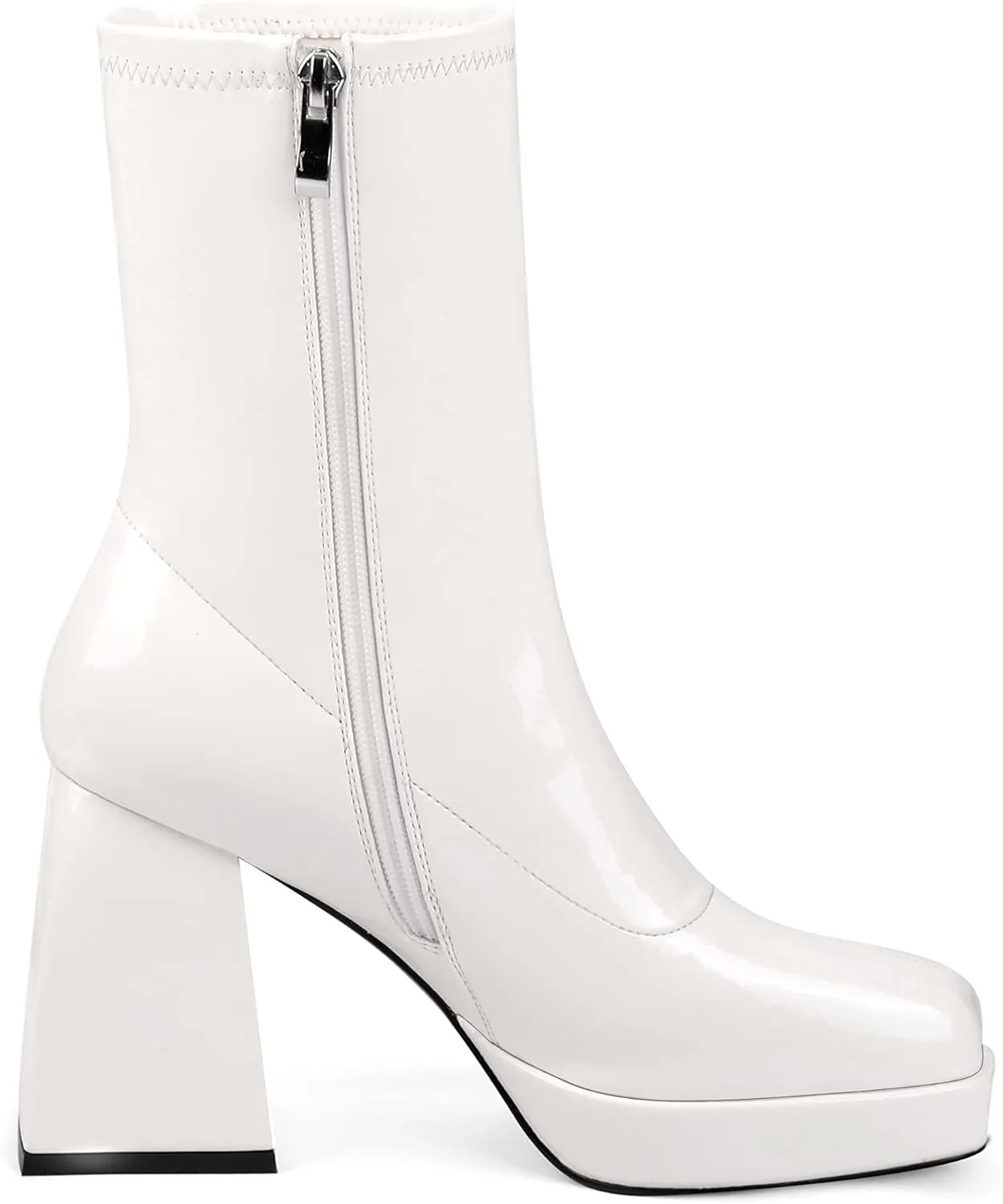 ANN CREEK Women's Go Go Chunky Heel Ankle Boots Platform Square Toe Elastic Short Boots