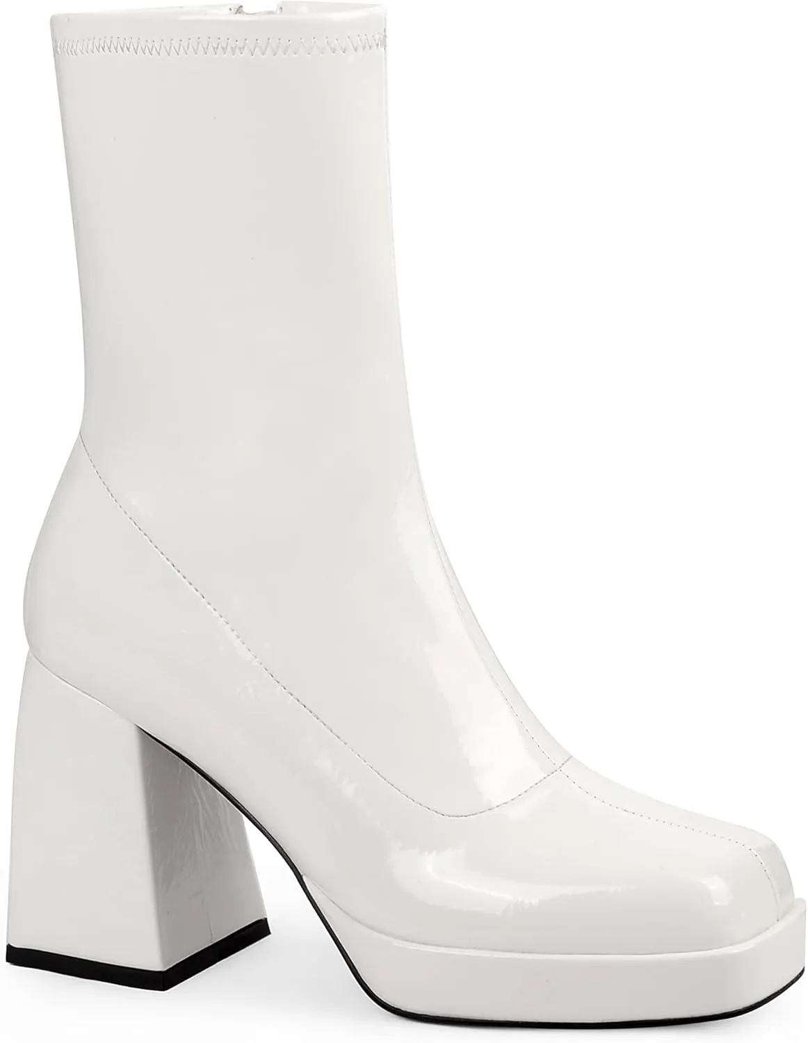 ANN CREEK Women's Go Go Chunky Heel Ankle Boots Platform Square Toe Elastic Short Boots