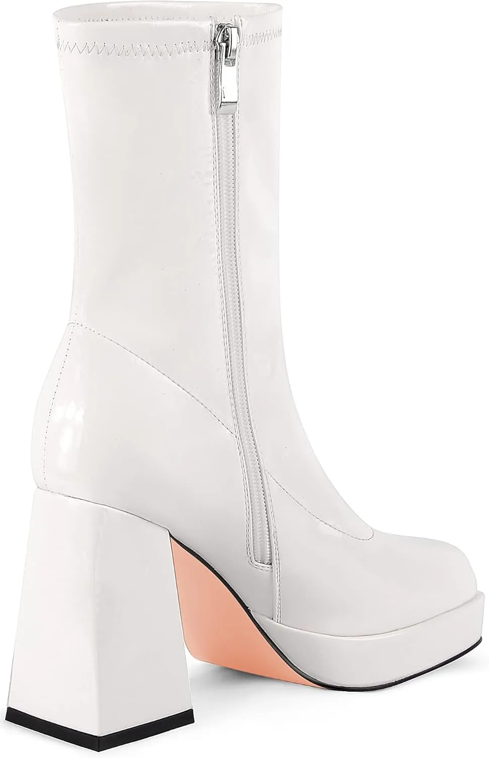 ANN CREEK Women's Go Go Chunky Heel Ankle Boots Platform Square Toe Elastic Short Boots