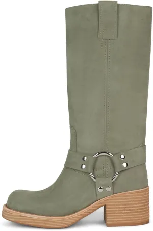 Arqa Studded Block Heel Riding Vintage Boots for Women Round Toe Knee High Western Boot Womens Pull on Platform Motorcycle Wide Calf Cowboy Boots Dress Tall Leather Boots