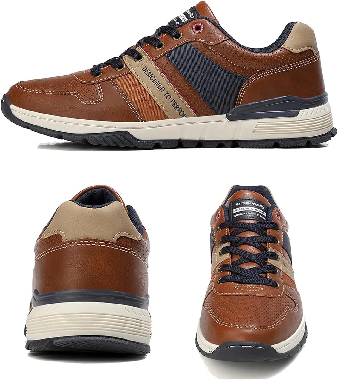 ARRIGO BELLO Men Shoes Casual Sneakers Fashion Low-Top Leather Non-Slip Walking Trainers Size 8-12