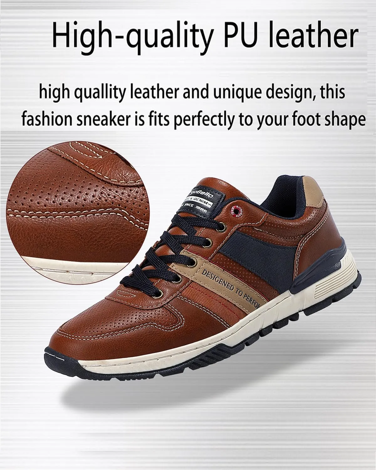 ARRIGO BELLO Men Shoes Casual Sneakers Fashion Low-Top Leather Non-Slip Walking Trainers Size 8-12
