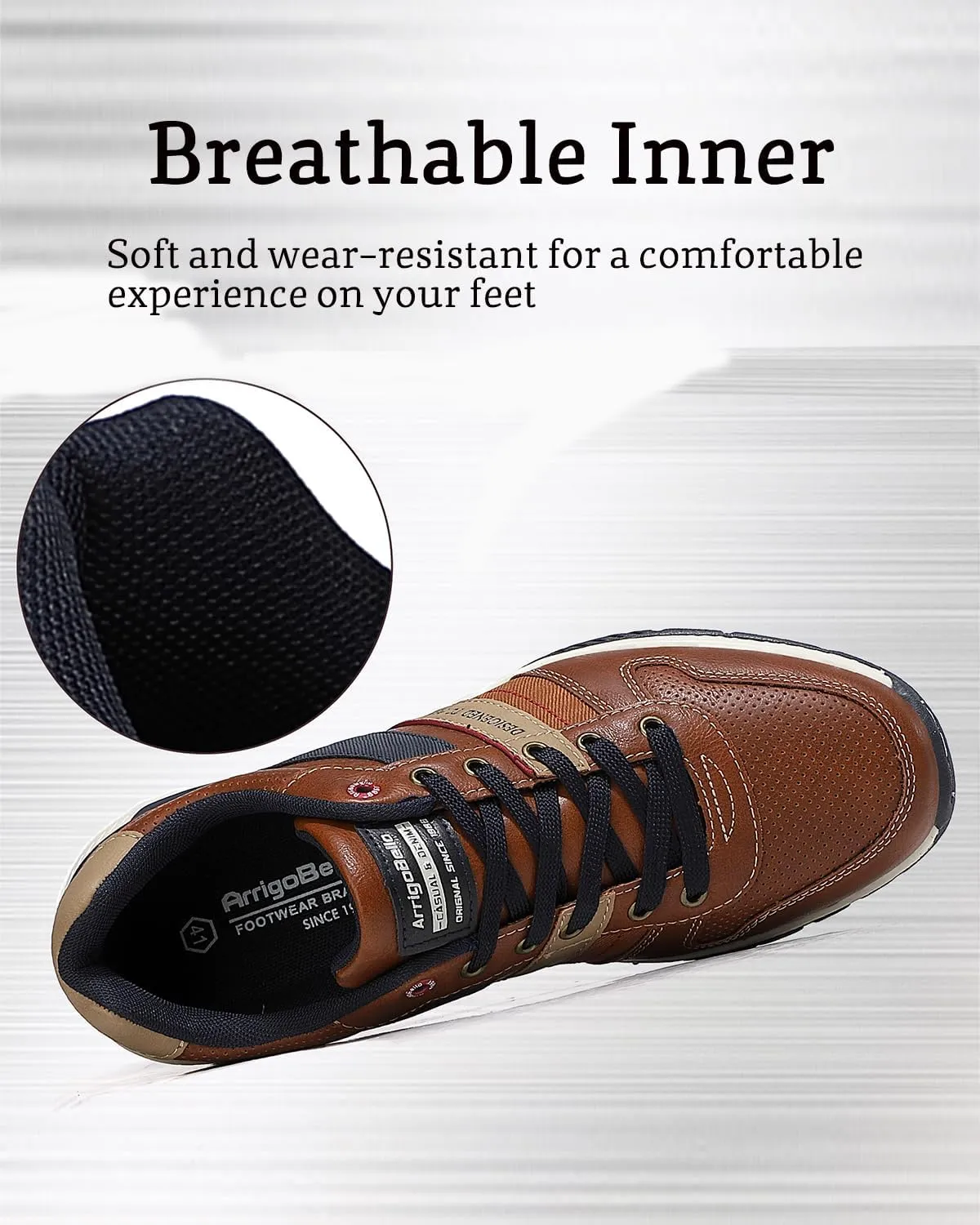 ARRIGO BELLO Men Shoes Casual Sneakers Fashion Low-Top Leather Non-Slip Walking Trainers Size 8-12