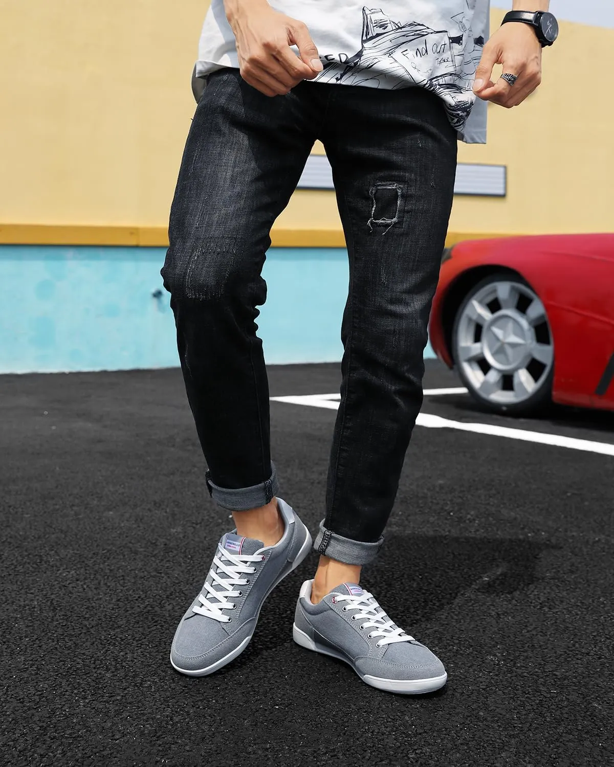 ARRIGO BELLO Mens Casual Shoes Fashion Sneakers Breathable Comfort Classic Lace-Up Low Top Walking Shoes