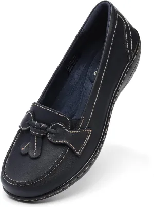 Artisure Women's Classic Comfort Leather Loafers Casual Slip-Ons Stylish Tassel Dress Shoes Cute Work Office Flats Everyday Walking Shoes
