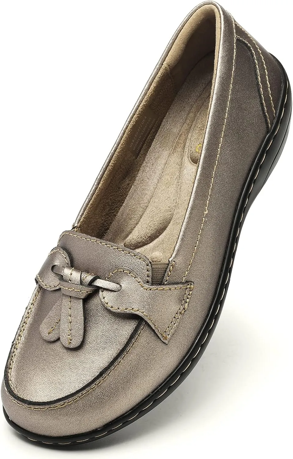 Artisure Women's Classic Comfort Leather Loafers Casual Slip-Ons Stylish Tassel Dress Shoes Cute Work Office Flats Everyday Walking Shoes