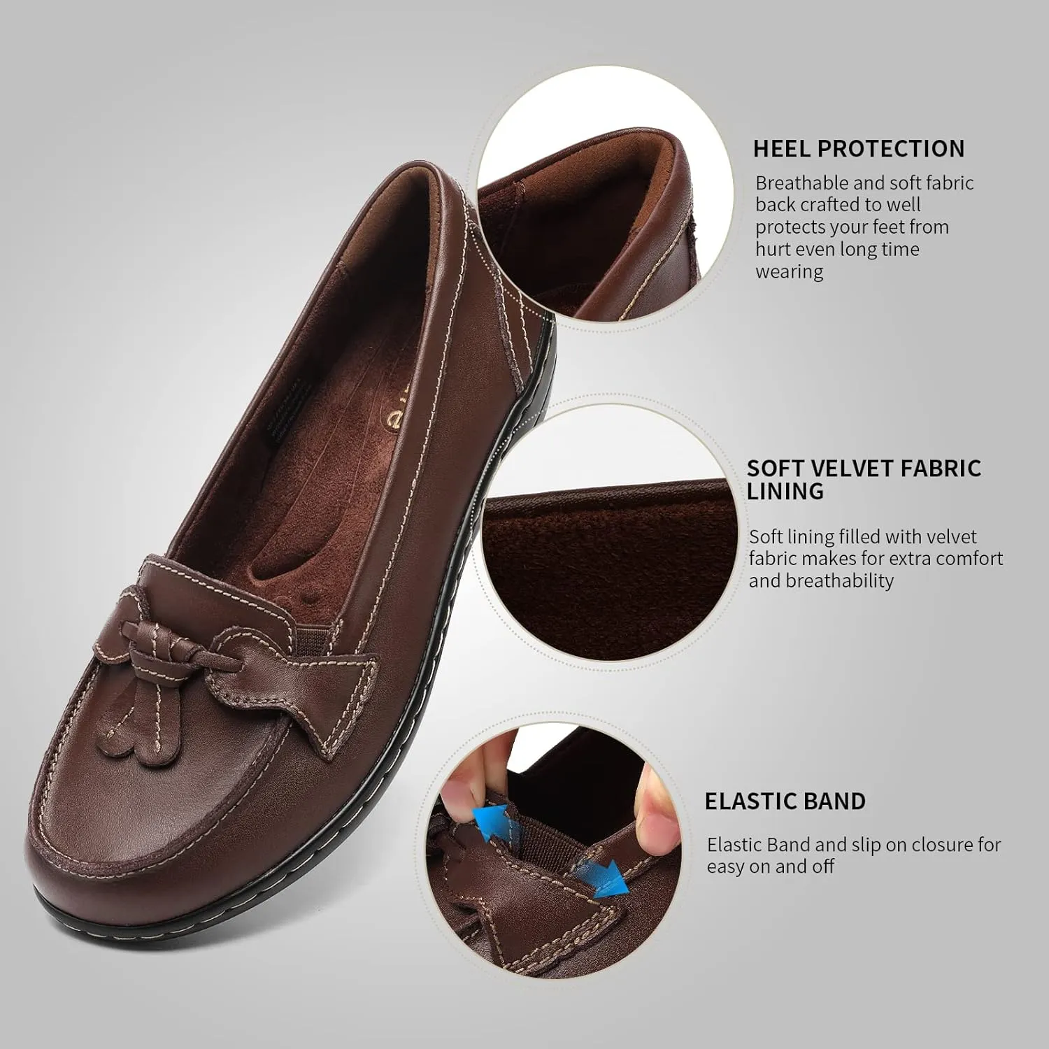 Artisure Women's Classic Comfort Leather Loafers Casual Slip-Ons Stylish Tassel Dress Shoes Cute Work Office Flats Everyday Walking Shoes