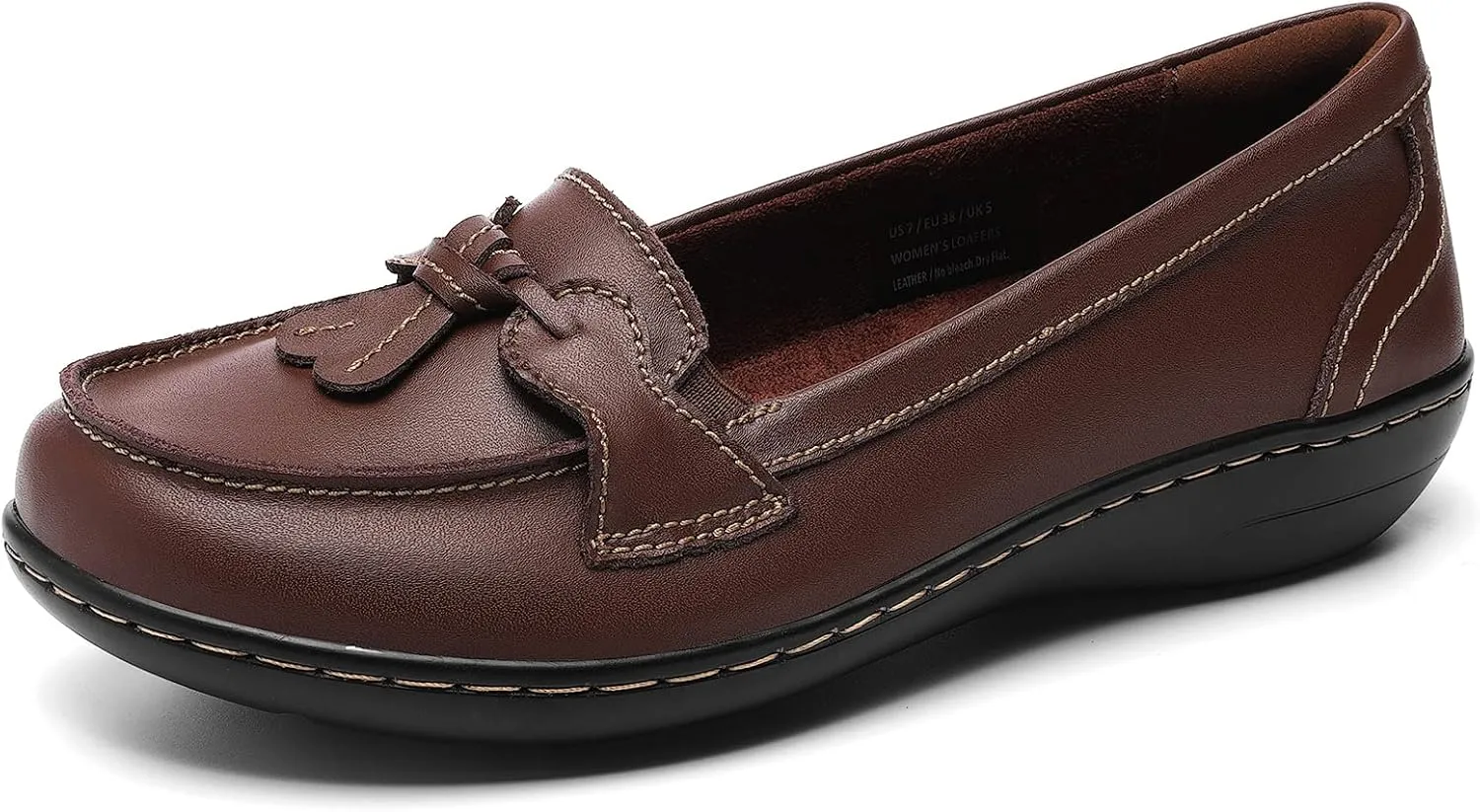 Artisure Women's Classic Comfort Leather Loafers Casual Slip-Ons Stylish Tassel Dress Shoes Cute Work Office Flats Everyday Walking Shoes