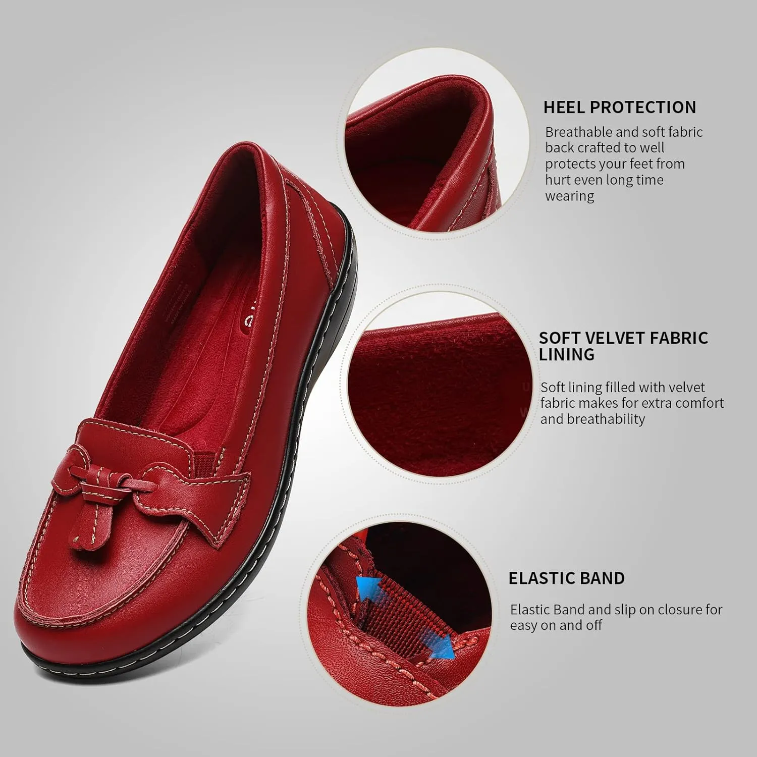 Artisure Women's Classic Comfort Leather Loafers Casual Slip-Ons Stylish Tassel Dress Shoes Cute Work Office Flats Everyday Walking Shoes