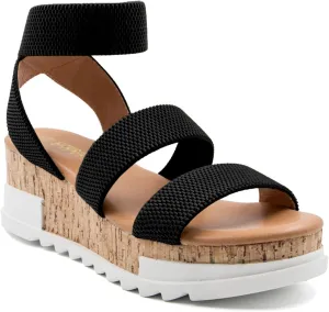 Athlefit Women's Wedge Sandals Platform Sandals Cork Elastic Strap Platform Sandals