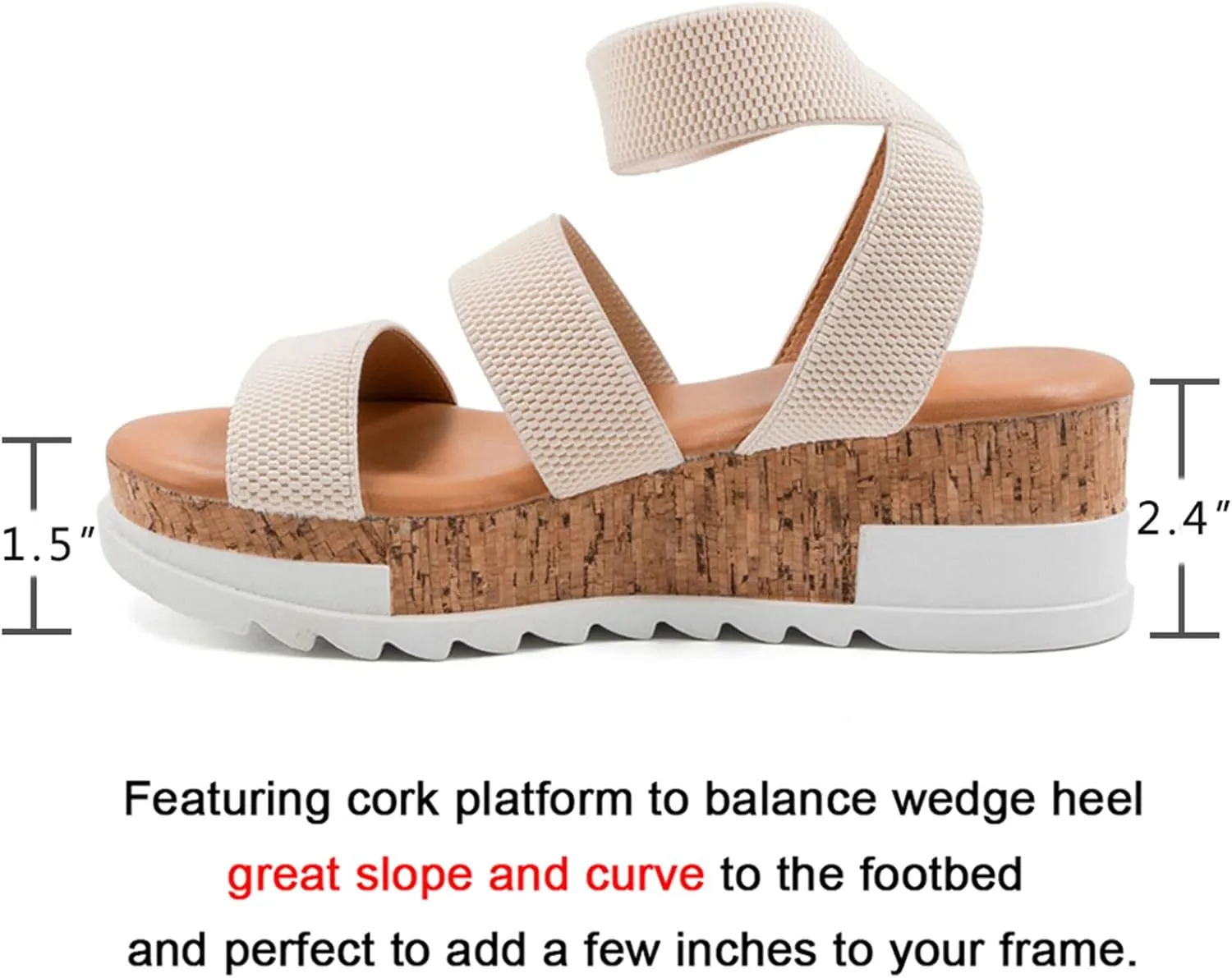 Athlefit Women's Wedge Sandals Platform Sandals Cork Elastic Strap Platform Sandals