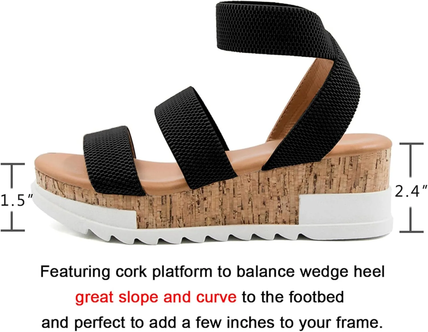 Athlefit Women's Wedge Sandals Platform Sandals Cork Elastic Strap Platform Sandals