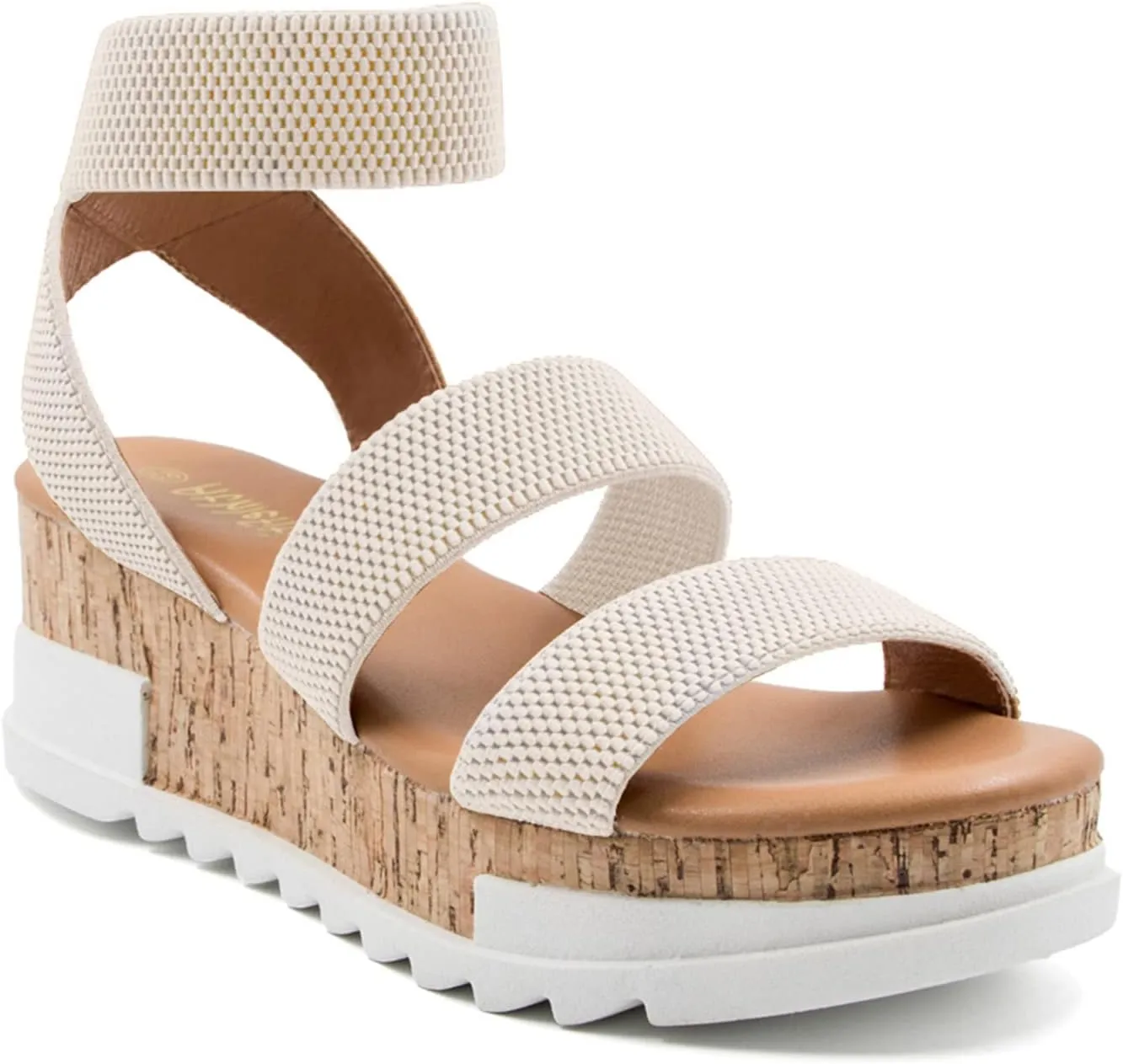 Athlefit Women's Wedge Sandals Platform Sandals Cork Elastic Strap Platform Sandals