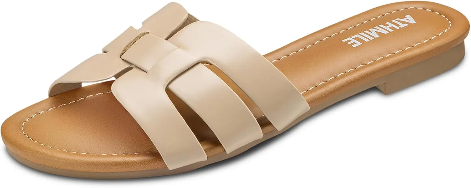 ATHMILE Sandals for Women 2025 Vacation Womens Sandals Dressy Summer Flats Sandals Women Slides for Party Wedding Beach