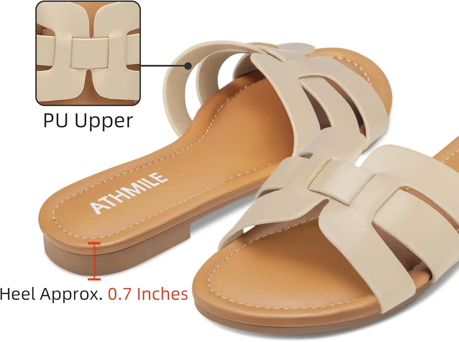 ATHMILE Sandals for Women 2025 Vacation Womens Sandals Dressy Summer Flats Sandals Women Slides for Party Wedding Beach