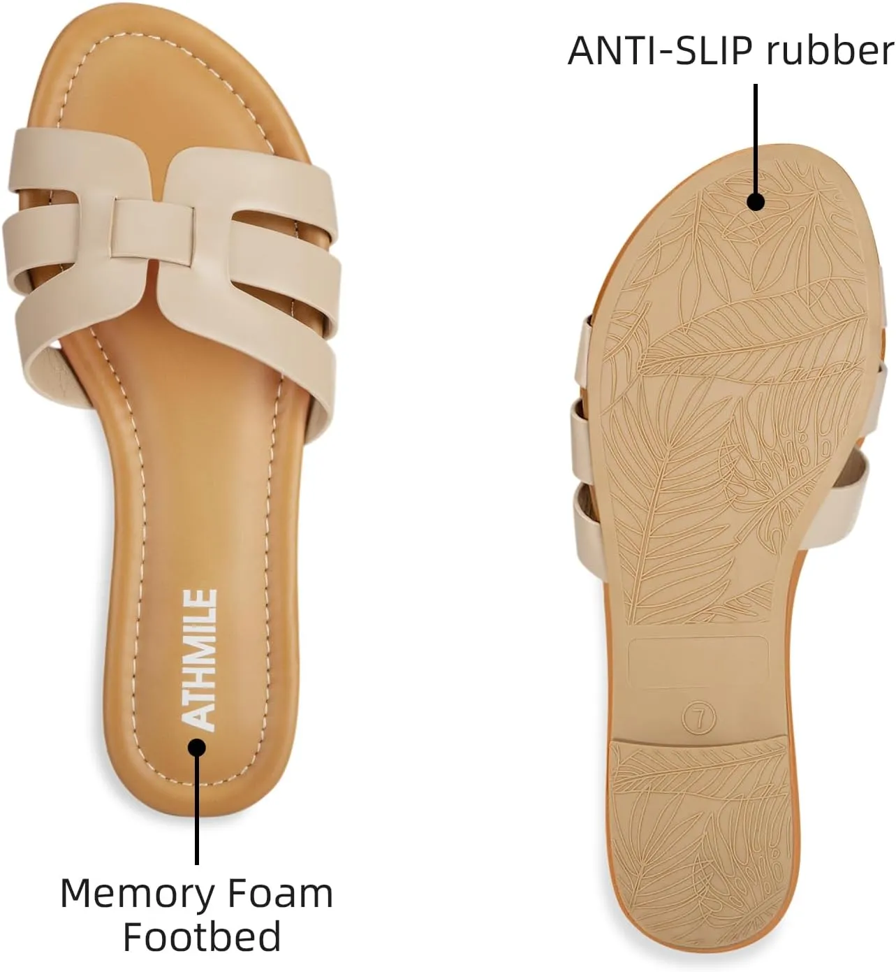 ATHMILE Sandals for Women 2025 Vacation Womens Sandals Dressy Summer Flats Sandals Women Slides for Party Wedding Beach