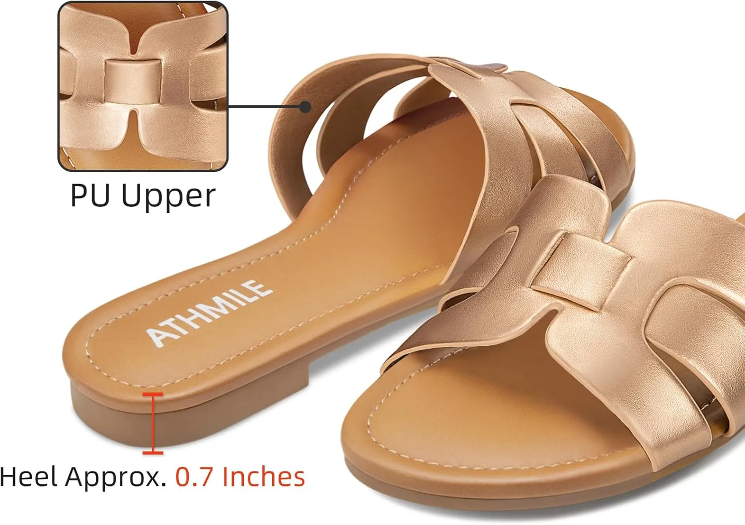 ATHMILE Sandals for Women 2025 Vacation Womens Sandals Dressy Summer Flats Sandals Women Slides for Party Wedding Beach