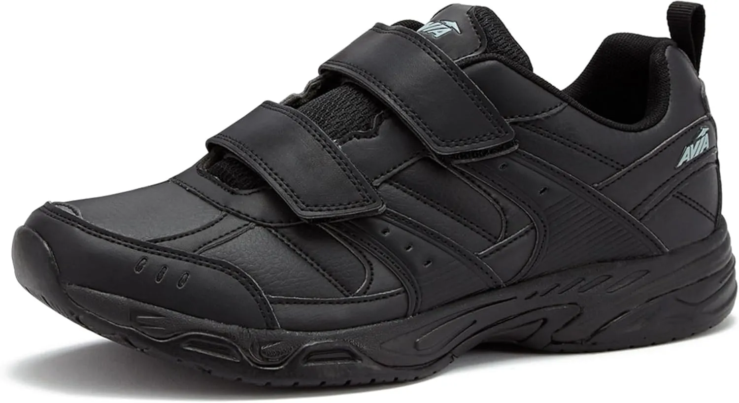 Avia Avi-Union II Strap Non Slip Shoes for Men, Hook and Loop Mens Walking Shoes with Memory Foam, Comfort Restaurant and Diabetic Shoes for Men - Black Wide or Extra Wide Width Safety Footwear