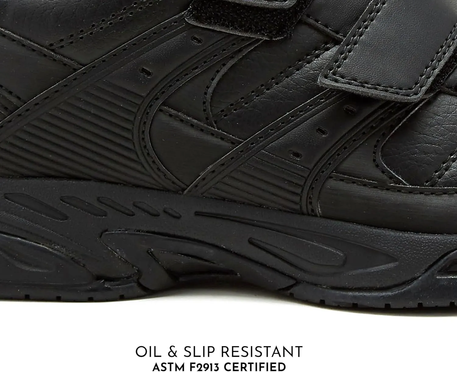 Avia Avi-Union II Strap Non Slip Shoes for Men, Hook and Loop Mens Walking Shoes with Memory Foam, Comfort Restaurant and Diabetic Shoes for Men - Black Wide or Extra Wide Width Safety Footwear