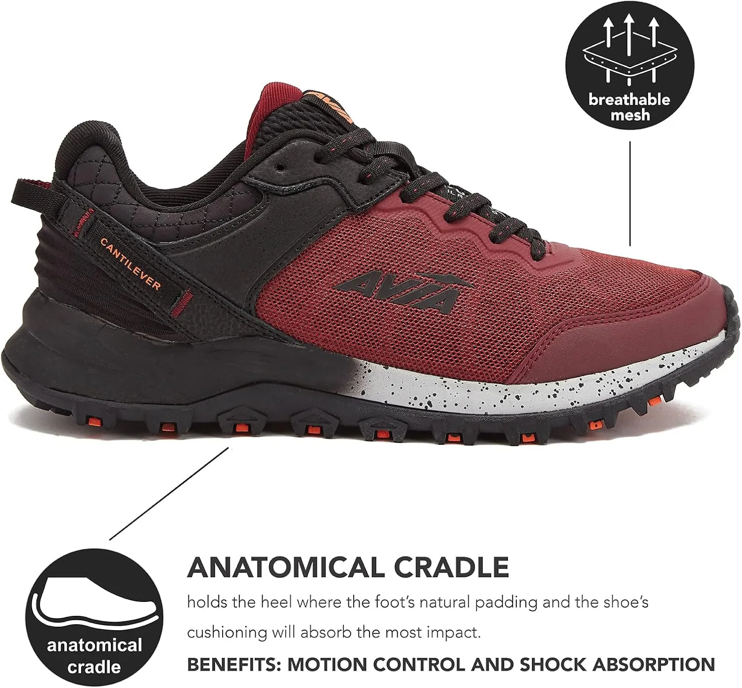 Avia Ultra Men’s Trail Running Shoes, Lightweight Breathable Mesh Sneakers for Men