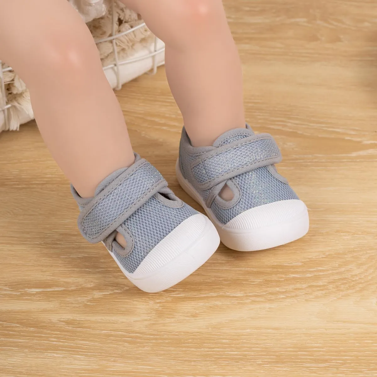Babelvit Toddler Girls Boys Classic Sneakers Baby T-Strap Hook Loop Breathable Mesh Anti-Collision Walking Shoes Infant Non Slip Comfortable Casual School Shoes