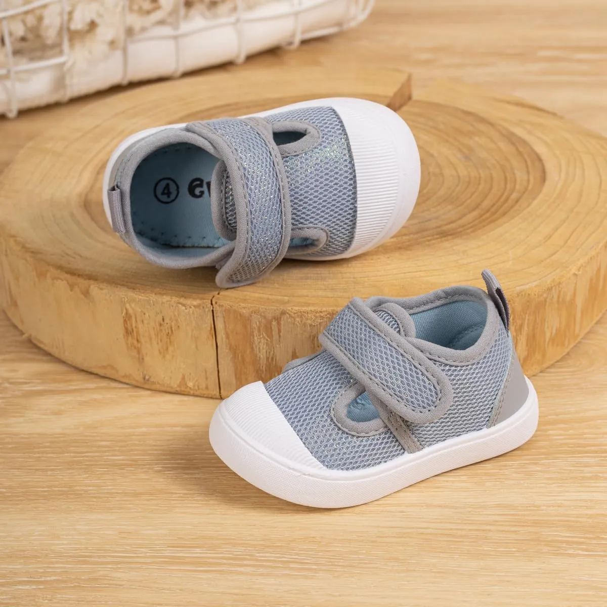 Babelvit Toddler Girls Boys Classic Sneakers Baby T-Strap Hook Loop Breathable Mesh Anti-Collision Walking Shoes Infant Non Slip Comfortable Casual School Shoes