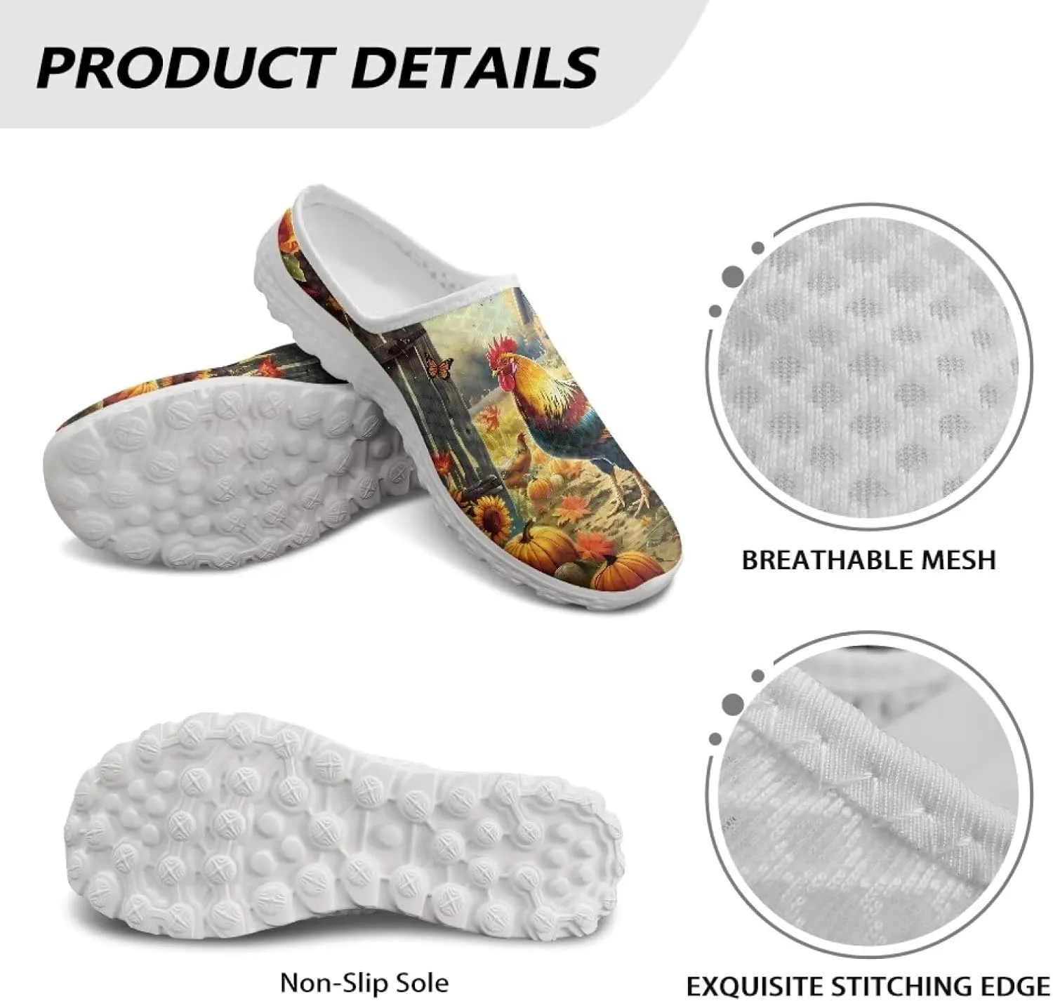 Backless Mesh Slip-On Mule Shoes for Women - Light, Comfort, Non-Slip, Easy Wear for Walking, Camping