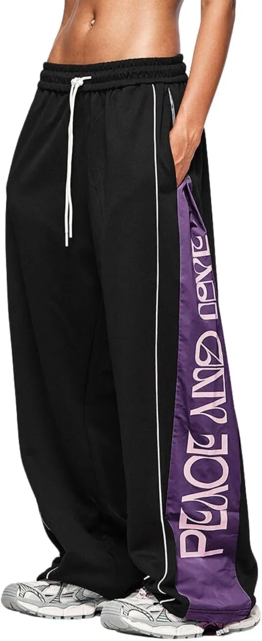 Baggy Parachute Pants Y2k Track Pants Vintage Striped Cargo Sweatpants Unisex Casual Joggers