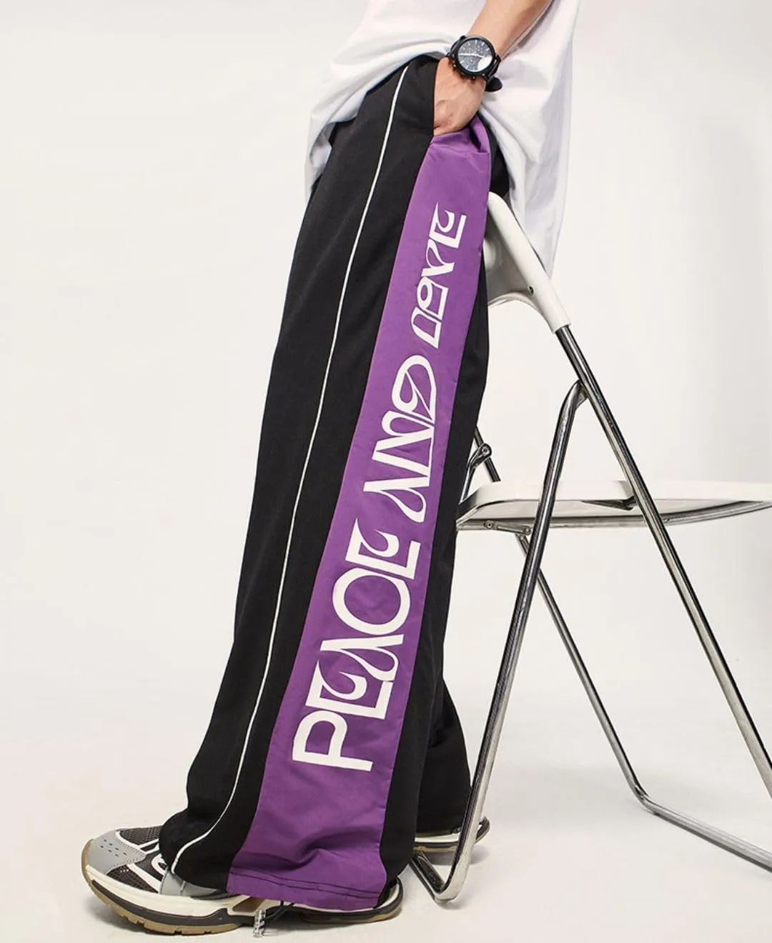 Baggy Parachute Pants Y2k Track Pants Vintage Striped Cargo Sweatpants Unisex Casual Joggers