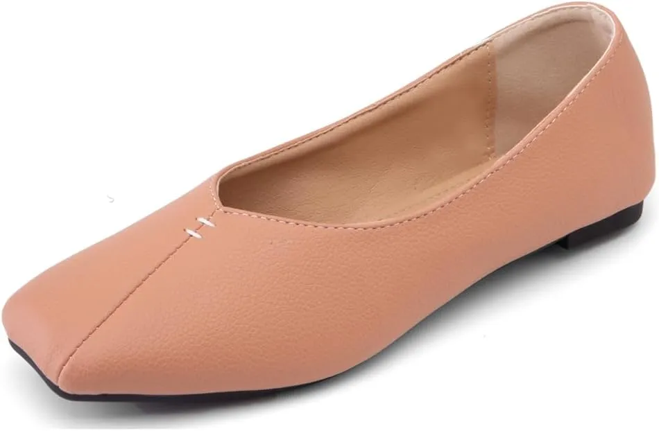 Ballet Flats for Womens Girls Square Toe Soft Comfortable Slip On Ballerina Walking Loafers Dress Shoes