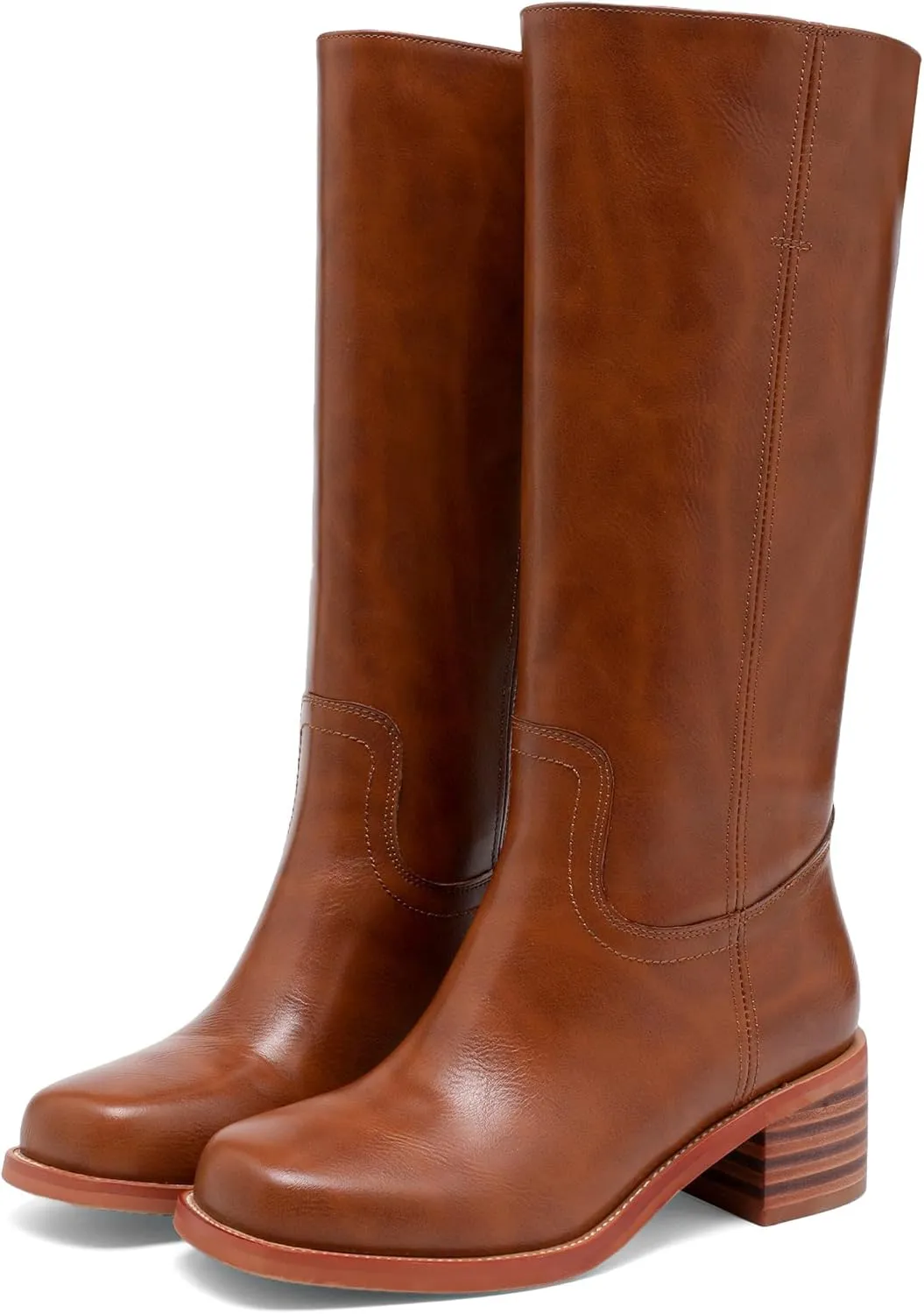 Banana Women's Knee High Boots Comfortable Chunky Block Heel Long Boots for Women Casual Square Toe Boots Low Heel Womens Boots.