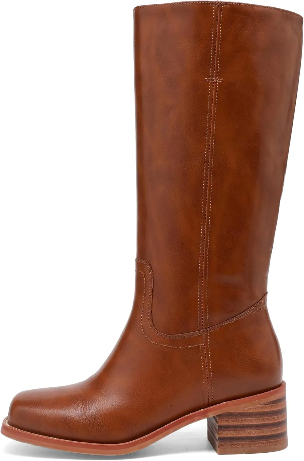 Banana Women's Knee High Boots Comfortable Chunky Block Heel Long Boots for Women Casual Square Toe Boots Low Heel Womens Boots.