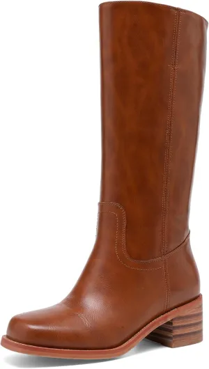 Banana Women's Knee High Boots Comfortable Chunky Block Heel Long Boots for Women Casual Square Toe Boots Low Heel Womens Boots.