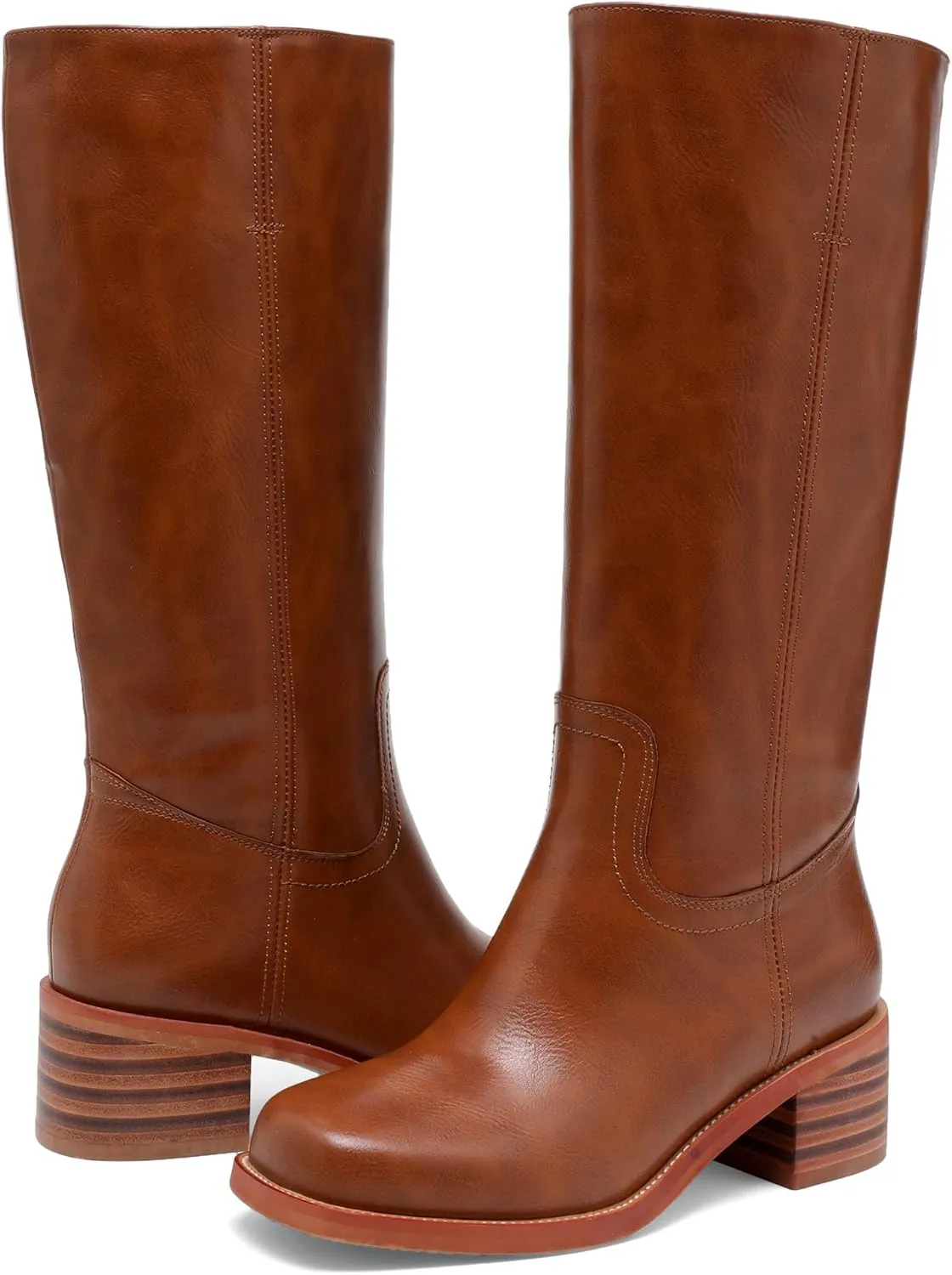 Banana Women's Knee High Boots Comfortable Chunky Block Heel Long Boots for Women Casual Square Toe Boots Low Heel Womens Boots.
