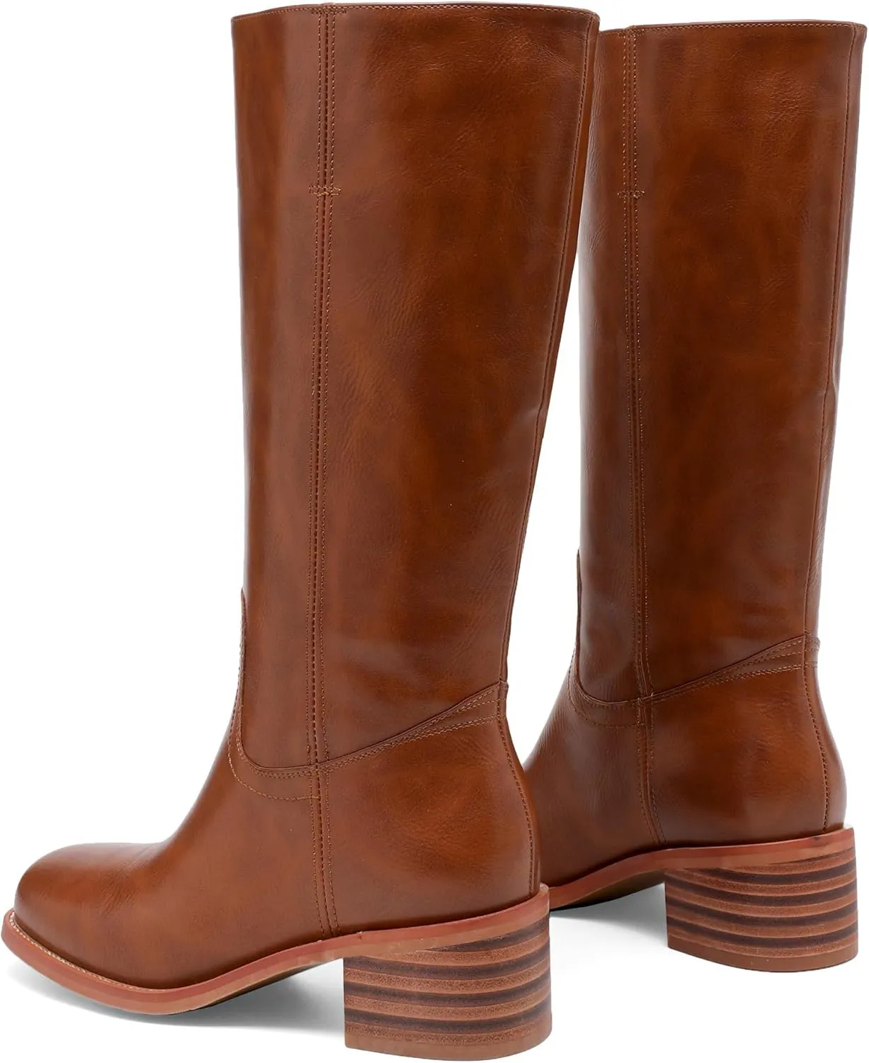 Banana Women's Knee High Boots Comfortable Chunky Block Heel Long Boots for Women Casual Square Toe Boots Low Heel Womens Boots.