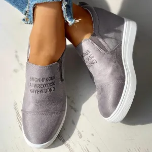 Bcshiye Women's Wedge Sneakers Slip On Flats Platform Ankle Sneakers Casual Walking Canvas Loafers for Women