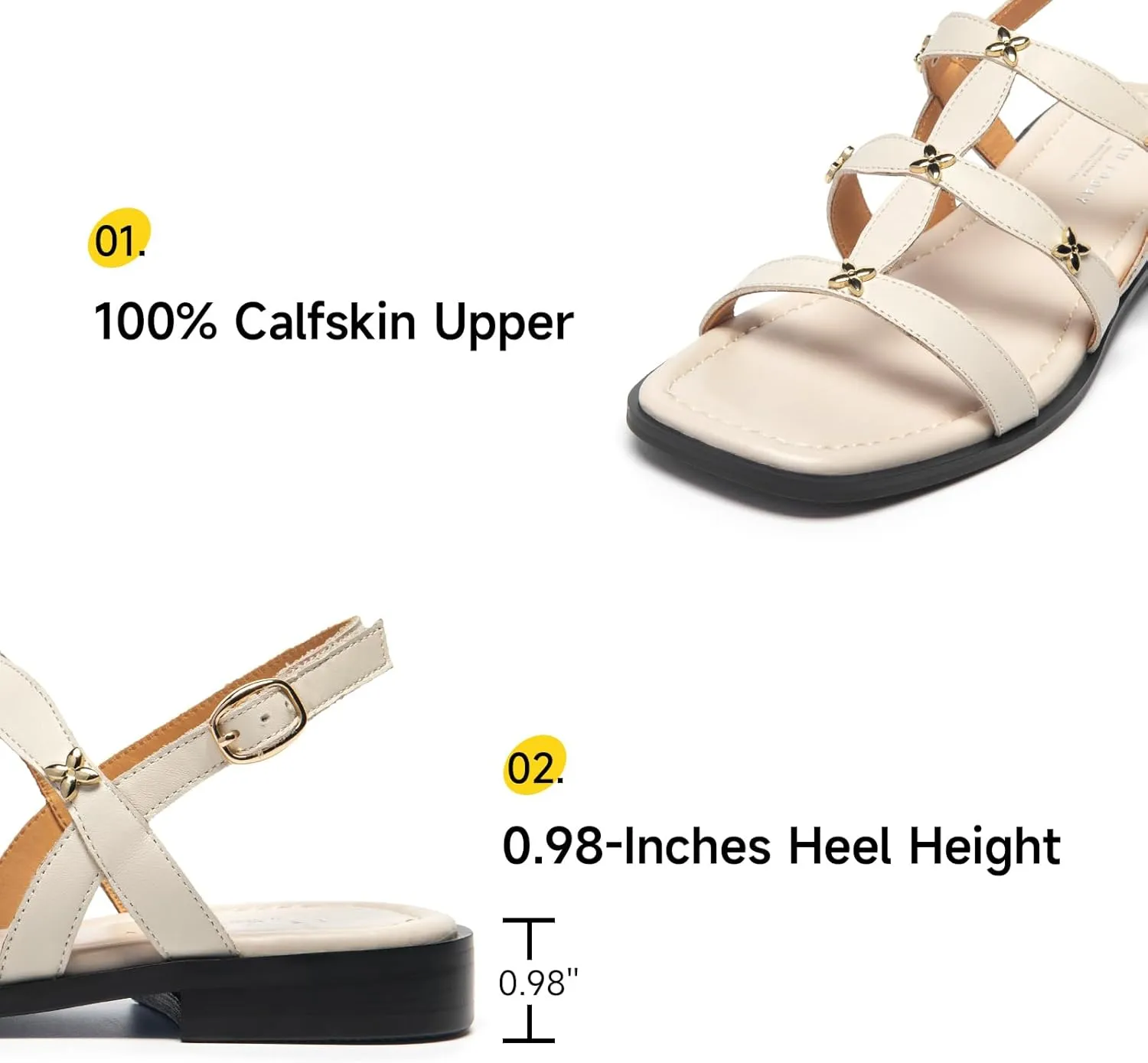 BEAU TODAY Gladiator Sandals for Women, Strappy Leather Fisherman Sandals for Women, Summer Slingback Dressy Comfortable Cute Flats for Wedding Beach Vacation