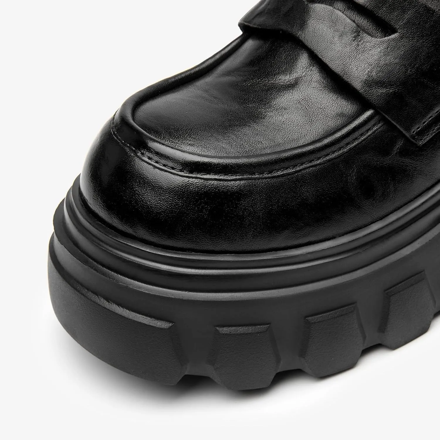 BEAU TODAY Platform Loafers for Women,Chunky Loafers Women,Penny Leather Slip-on Lug Sole Loafers,Round Toe Comfort Casual Fashion Business Work Shoes