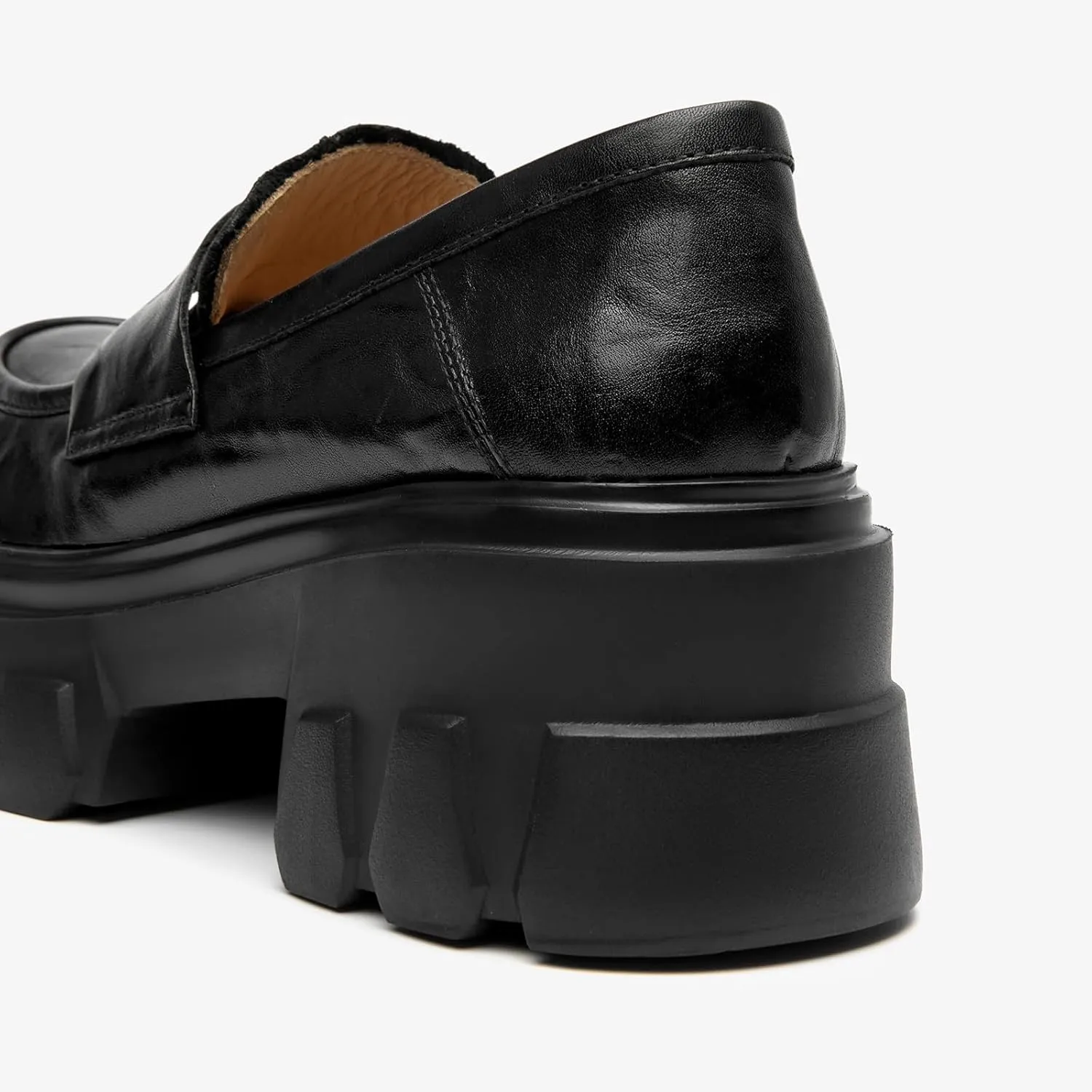 BEAU TODAY Platform Loafers for Women,Chunky Loafers Women,Penny Leather Slip-on Lug Sole Loafers,Round Toe Comfort Casual Fashion Business Work Shoes