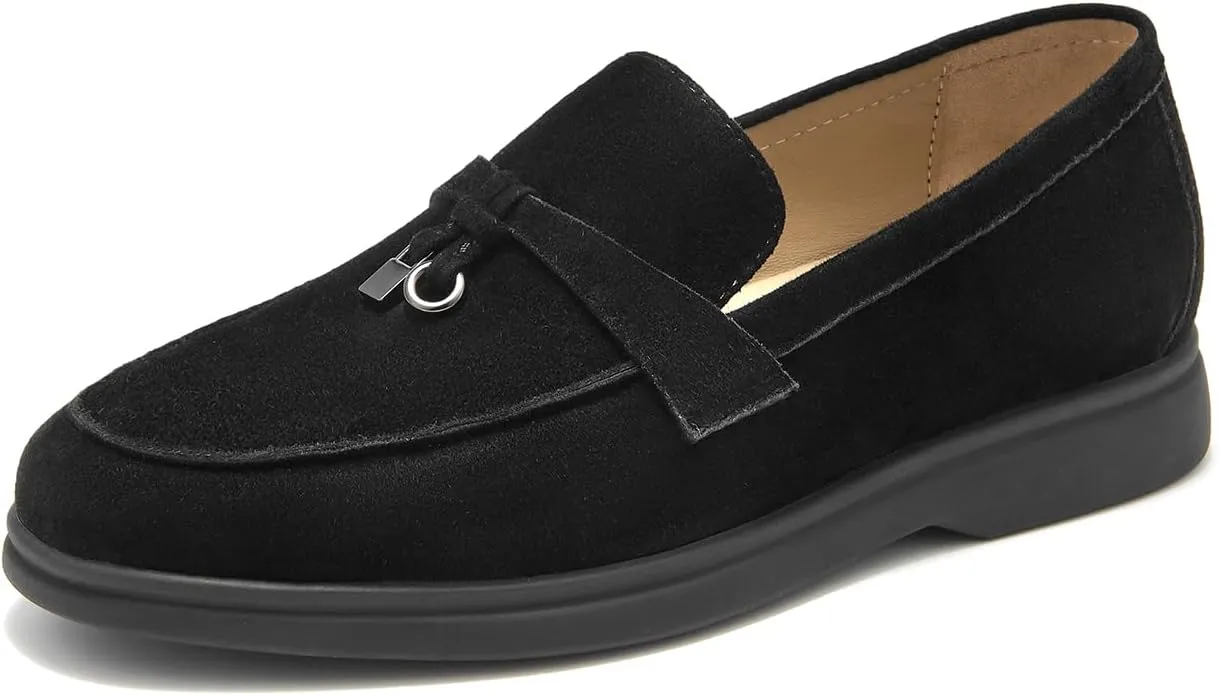 BEAU TODAY Suede Penny Loafers for Women Flats Shoes, Comfortable Slip On Loafers, Driving Loafers Shoes Dress Business Casual Non-Slip Office Work Ladies Shoes