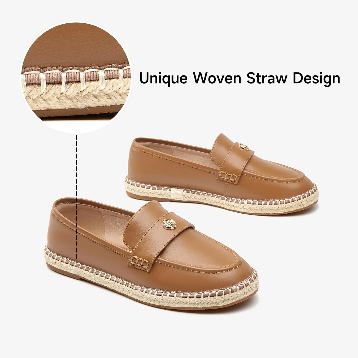 BEAU TODAY Women's Black Solid Casual Loafers, Breathable Lightweight Penny Loafers for Women, Slip-On Leather Loafers, Walking Flats