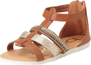 bebe Girls' Sandals - Open Toe Summer Shoes Cute Flat Strappy Gladiator Sandals with Ankle Zipper and Cushioned Sole