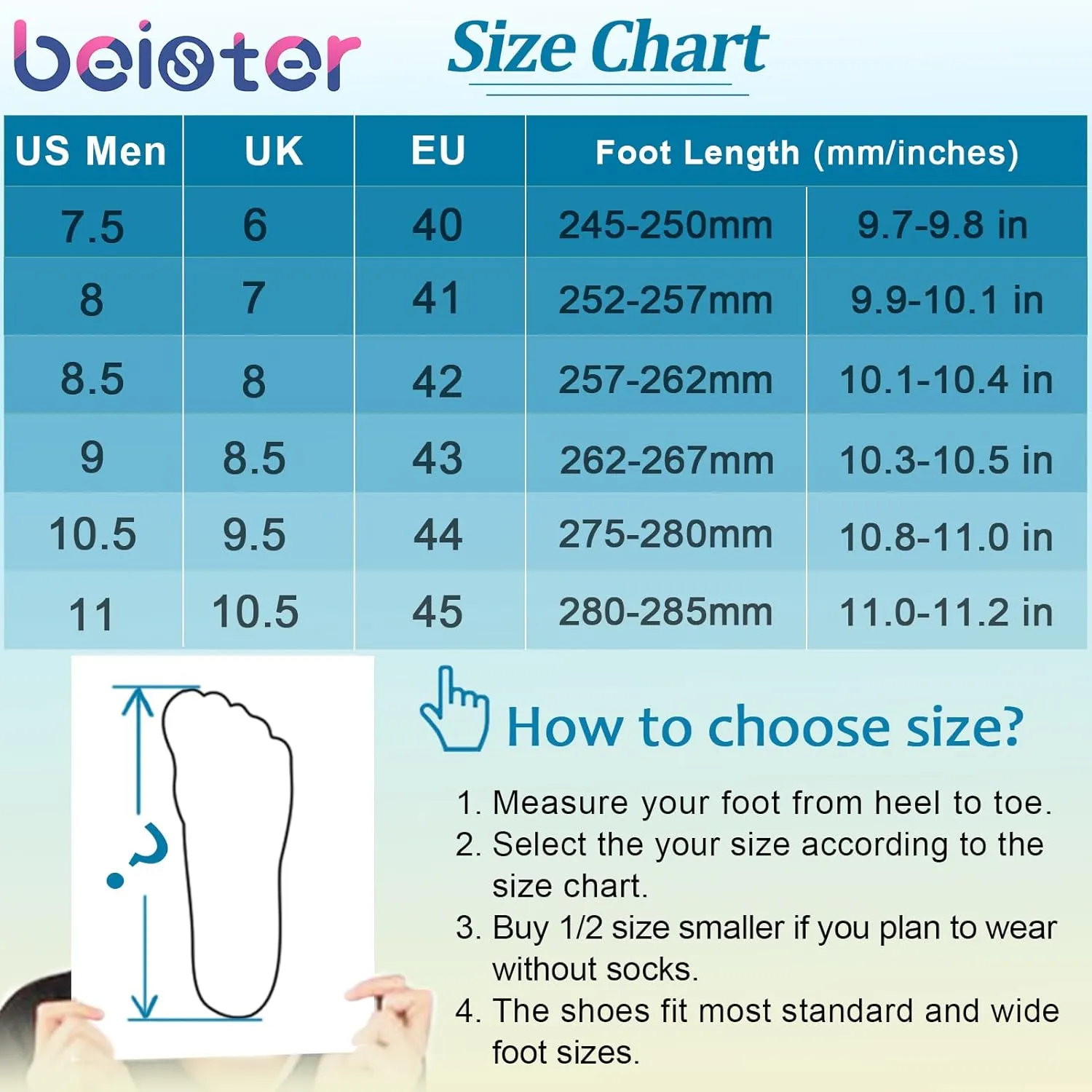 beister Mens Clogs Non Slip Water Shoes with Adjustable Strap, Lightweight Slip on Mules Garden