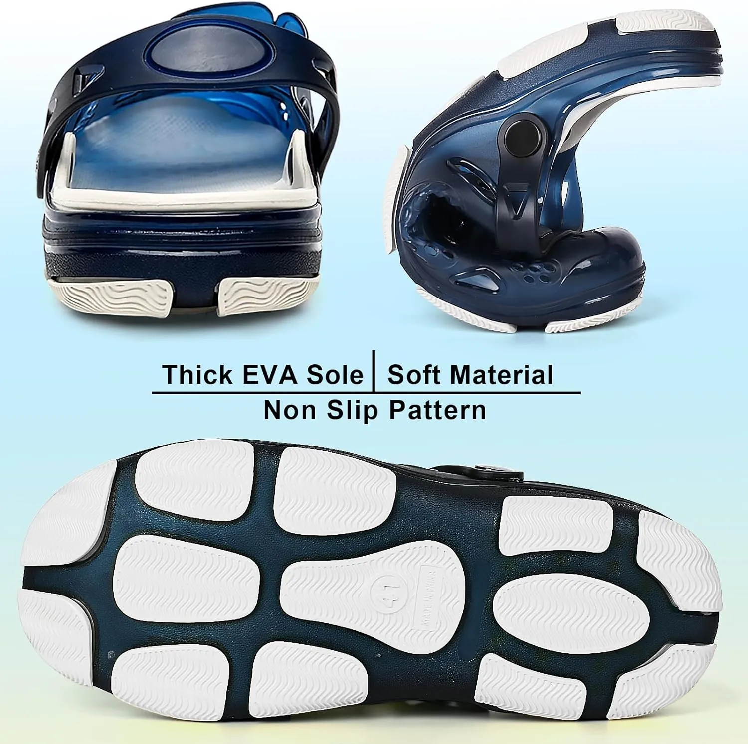 beister Mens Clogs Non Slip Water Shoes with Adjustable Strap, Lightweight Slip on Mules Garden