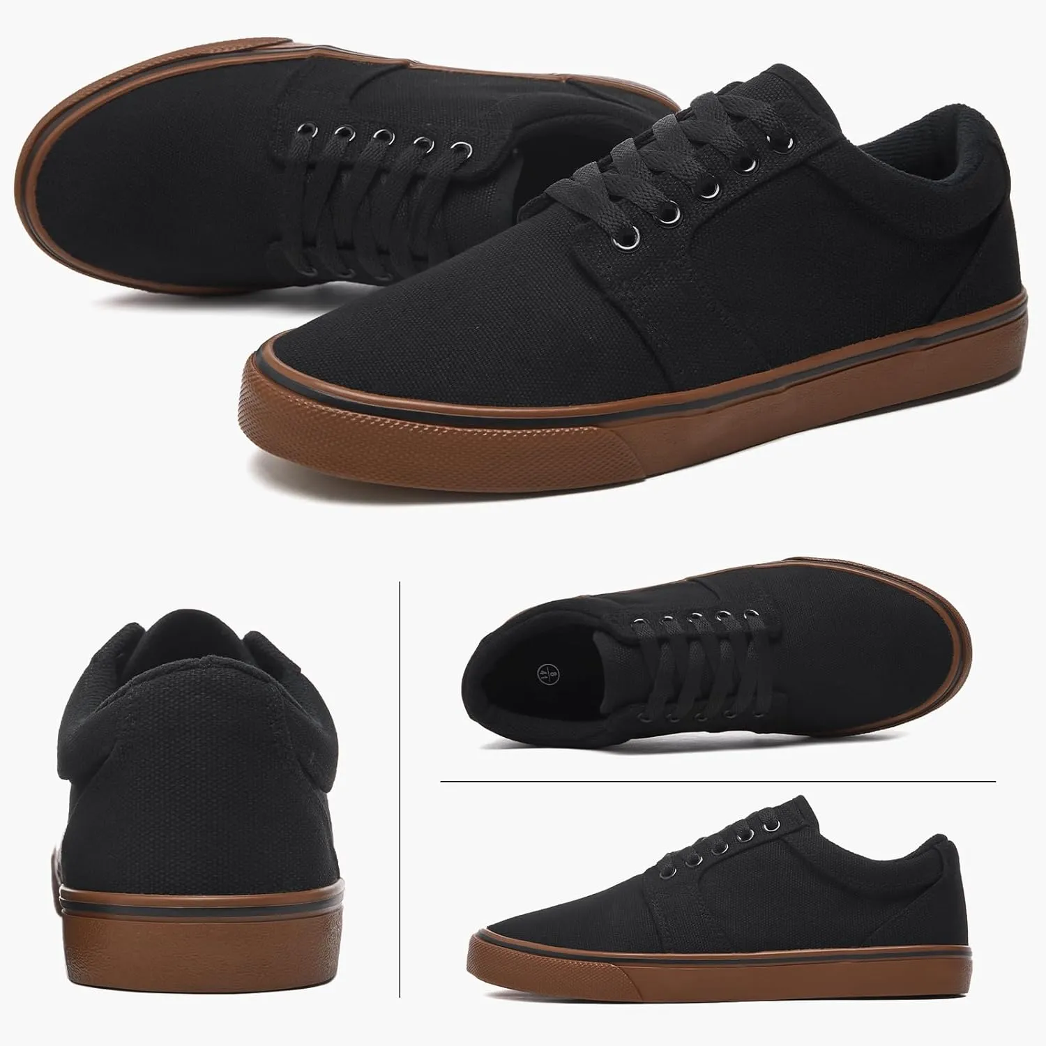 BENPAO Mens White Casual Shoes All Black Fashion Sneakers for Men Low Top Lace Up Canvas Shoes