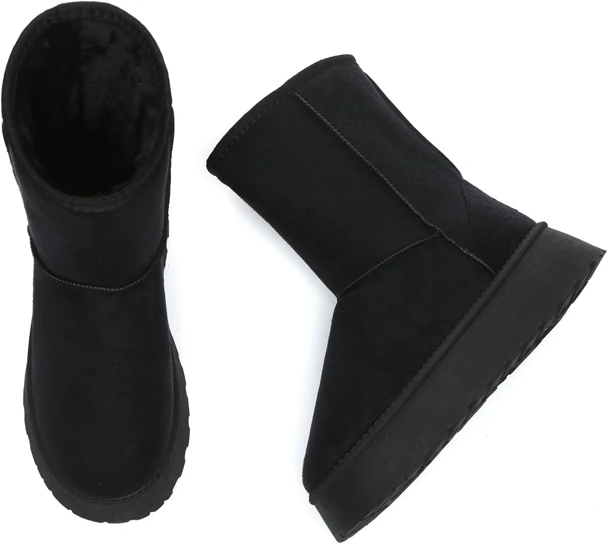 Bernal Mid-Calf Snow Boots for Women Platform Faux Fur Boots Slip-On Warm Comfortable Ankle Outdoor Shoes