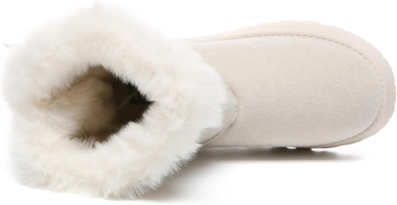 Bernal Mid-Calf Snow Boots for Women Platform Faux Fur Boots Slip-On Warm Comfortable Ankle Outdoor Shoes