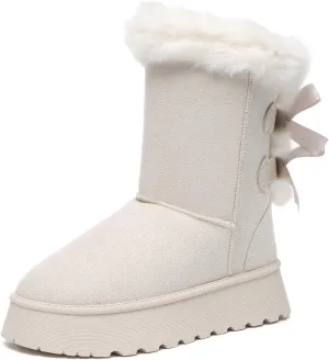 Bernal Mid-Calf Snow Boots for Women Platform Faux Fur Boots Slip-On Warm Comfortable Ankle Outdoor Shoes
