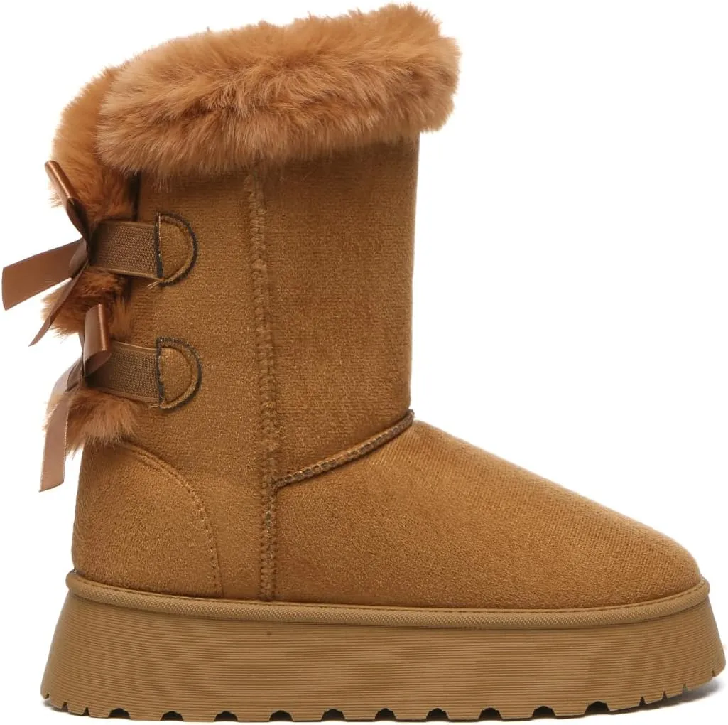 Bernal Mid-Calf Snow Boots for Women Platform Faux Fur Boots Slip-On Warm Comfortable Ankle Outdoor Shoes