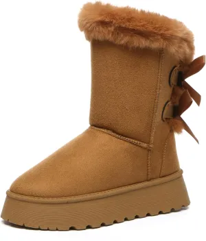 Bernal Mid-Calf Snow Boots for Women Platform Faux Fur Boots Slip-On Warm Comfortable Ankle Outdoor Shoes